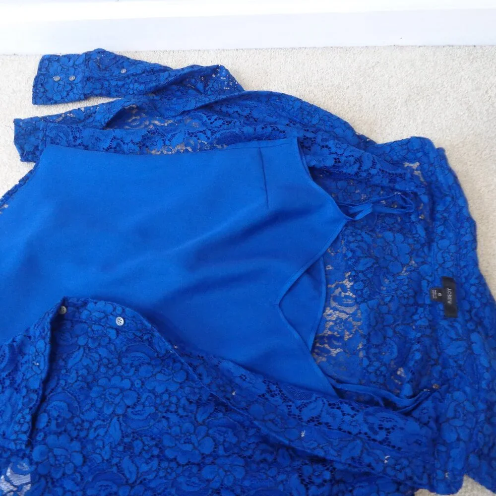 J.‎ Crew Women's Button Up Blue Lace Long Sleeves' Shirt & Tank Top Set Size 6